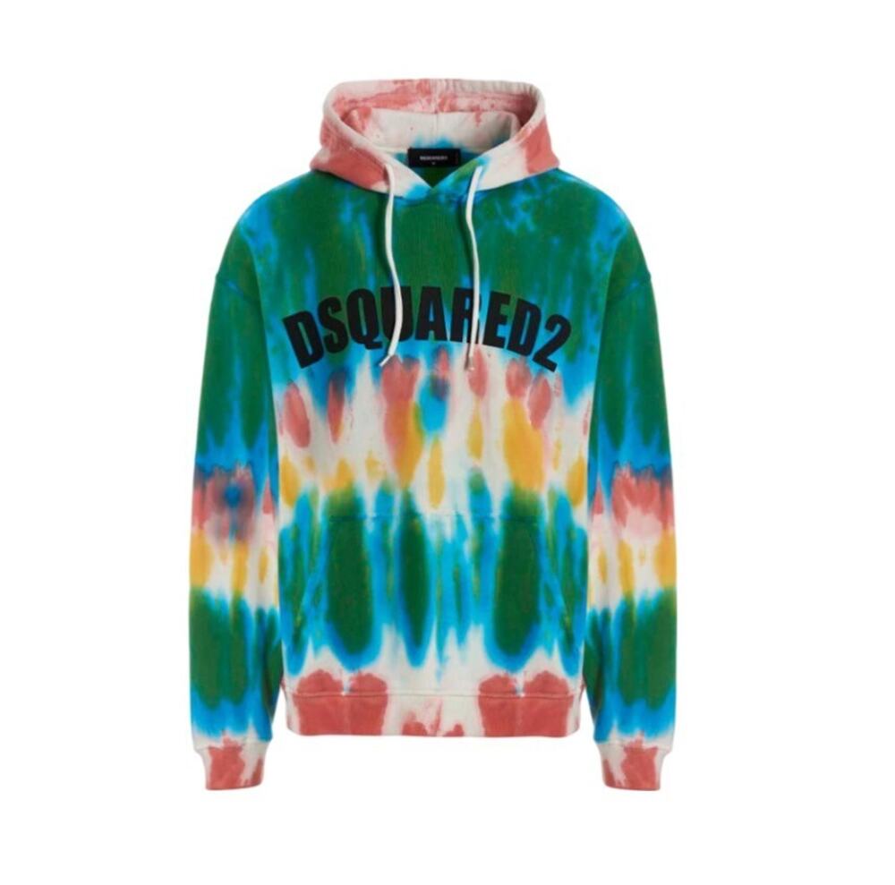 $825 NWT Dsquared2 Tie-Dyed Cotton Logo Printed Hoodie Jumper Size X Large